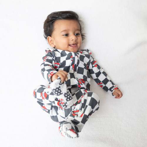 Heart Tattoo Check Black - 2 Way Zipper Footie – Angel Dear