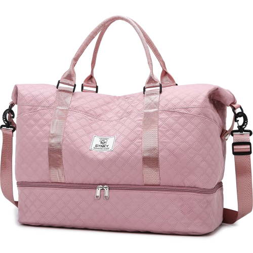 Gynky Travel Duffle Bag Weekender Bags for Women with Shoe Compartment Carry on Overnight Bag Gym Duffel Bag with Wet Pocket Hospital Bags for Labor and Delivery
