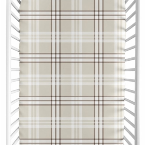 Gingham Taupe Plaid Collection Mini Crib Sheet
