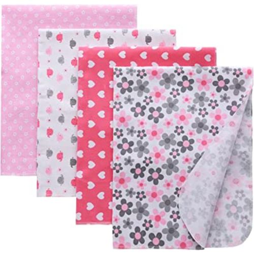 Gina Era Flannel Receiving Blankets, Baby Swaddle Blankets 100% Cotton 4 Pcs One Size 30 X 30 Inch for Baby Boy or Baby Girl (Style11)