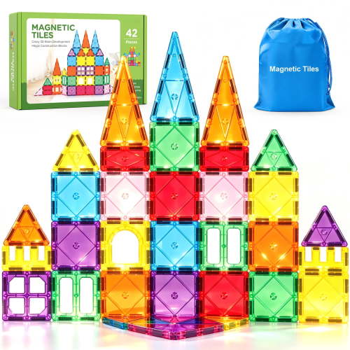 FunMagic Magnetic Tiles for Kids STEM Educational Building Blocks for Boys Girls