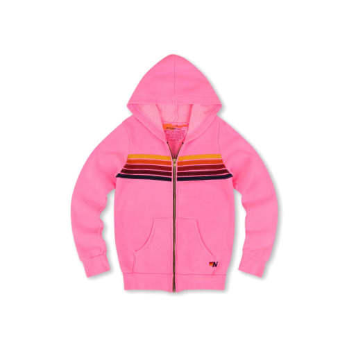 KID'S 5 STRIPE HOODIE - NEON PINK