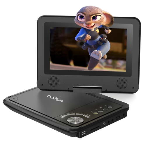 BOIFUN 9.5'' Portable DVD Player for Kids, 7.5'' Swivel Screen, 5h Battery, Region Free USB/SD/DVD, DVD Player for Car Travel