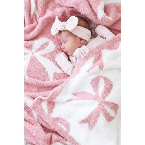 CuddleLane™ Luxe Blankets in Dark Pink Bows | Caden Lane