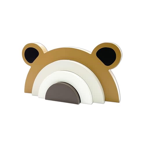 Ajqiomh Wooden Bear Rainbow Decoration Wooden Bear Rainbow Decor Kids Room Decor Woodland Nursery Decor for Baby Bear Nursery Decor for Bedroom Nursery Room Shelf…