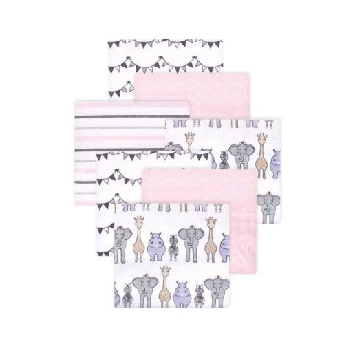 Luvable Friends Hudson Baby Flannel Receiving Blankets 7pk, Sweet Safari