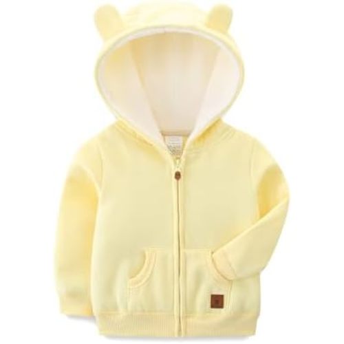 Baby Boy Girl Clothes Zip-Up Hoodies with Sherpa Lining Spring Fall Outerwear Coat