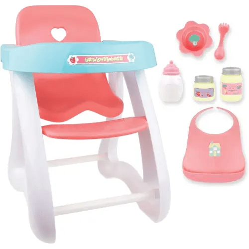 JC Toys - for Keeps Playtime! | Baby Doll High Chair | Fits Dolls up to 17" | Sturdy High Chair and Play Accessories | Ages 2+, Pink