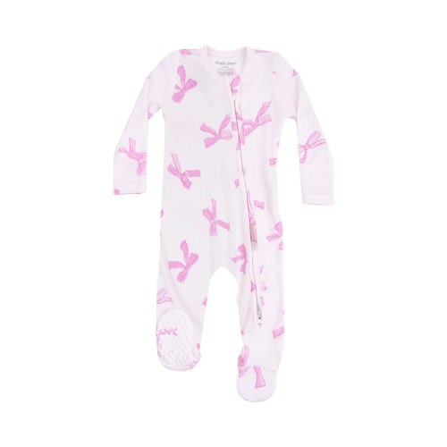 Zipper Footie Pretty Bows Rib | Indigo