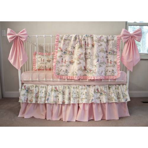 Baby Bedding - Classic Story Time Toile - Crib Skirt, Blanket, Changing Pad Cover Nursing Pillow Cover Crib Bows, Nursery Décor