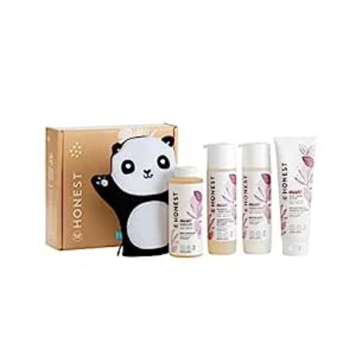 Amazon.com: The Honest Company Sweet Almond Bathtime Essentials Bundle | Shampoo + Body Wash, Conditioner, Face + Body Lotion, Bubble Bath, Panda Bath Mitt | Naturally Derived, Tear-free, Hypoallergenic : Beauty & Personal Care