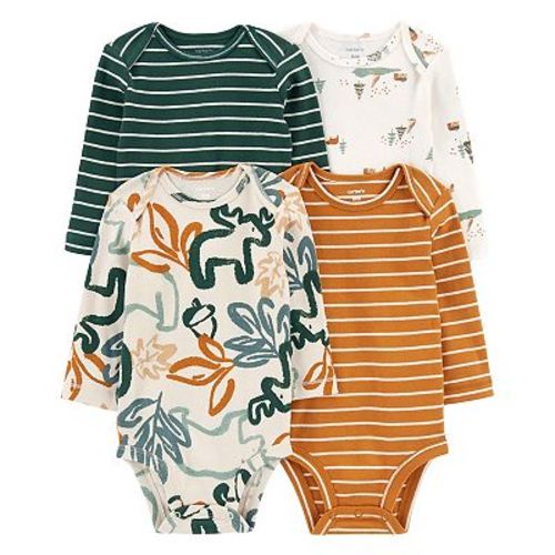 Baby Boy Carter's 4-Pack Long Sleeve Woodland Print Bodysuits