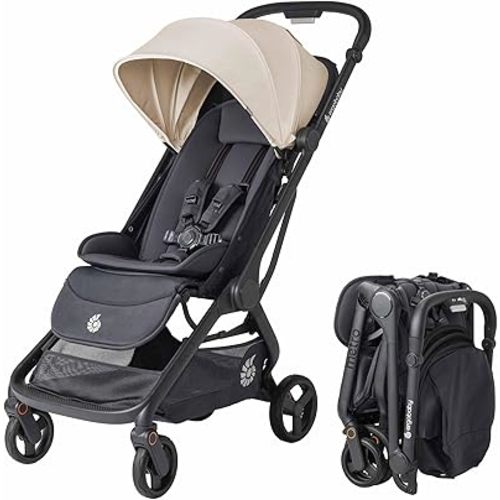 Ergobaby Metro 3 All in One Compact Baby Stroller, Lightweight Travel Stroller, Easy One-Hand Fold for Overhead Airplane Storage (Carries up to 50 lbs), Car Seat Compatible, Natural Beige