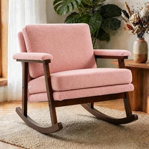Rocking Chair for Nursery, Glider Rocking Chair for Indoor, Pink