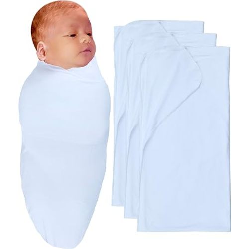 Baby Swaddle Blankets for Newborn Baby Boys & Girls (White, 3 Pack)