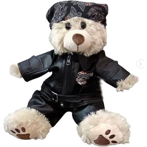 Biker King of The Road Outfit for 6"-10" Soft Toys, Stuffed Animal Leather Jacket & Bandana Costume