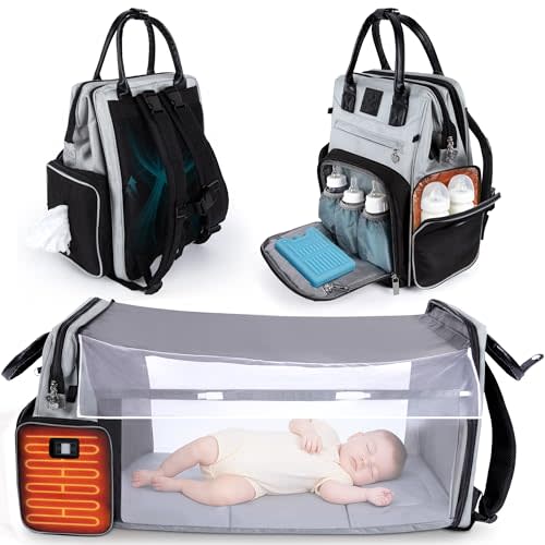 Award-Winning Large Diaper Bag with Changing Station – Eco-Friendly Evergreen Winner Large Diaper Bag Backpack w/ Heated Bottle Pockets, Premium All-in-One Backpack, Baby Essentials, Parents Gift