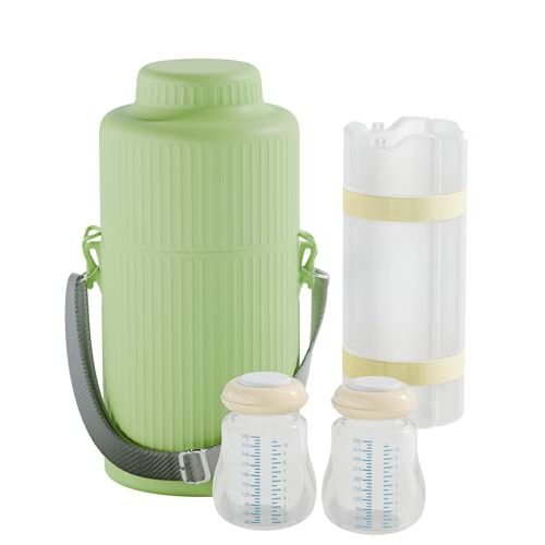 Breast Milk Cooler Bottle 22oz for Outdoor Travel, 360° Total Cooling for 24 Hours, Portable Baby Breastmilk Chiller with 2pcs Leak-Proof Bottle, Essential Breastfeeding Gift Set for New Moms