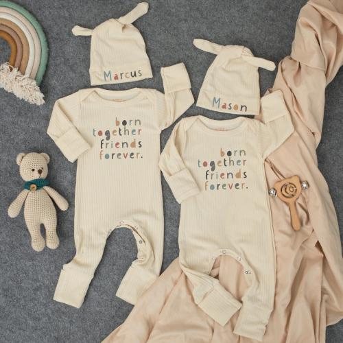 Born Together Friends Forever Twin Baby Bodysuits, Funny Best Friends Twin Shirts, Cute Matching Twins Outfit, Twin Baby Gift