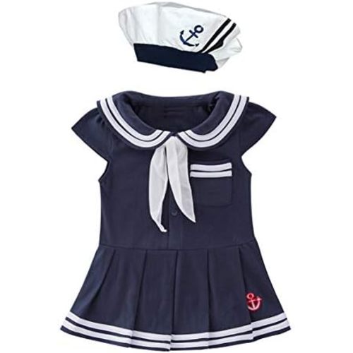 LXKIKMM Baby Girl Nautical Dress Sailor Suit Jumpsuit Romper