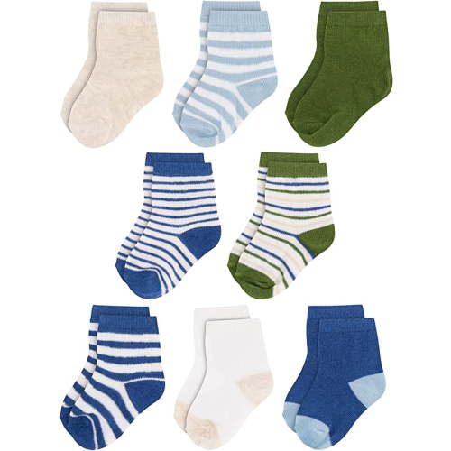 Rising Star Unisex Toddler Socks, Baby Boy Socks, 8 Pack - Organic Quarter Baby Socks for Infants, Soft Breathable Cotton, Neutral Colors