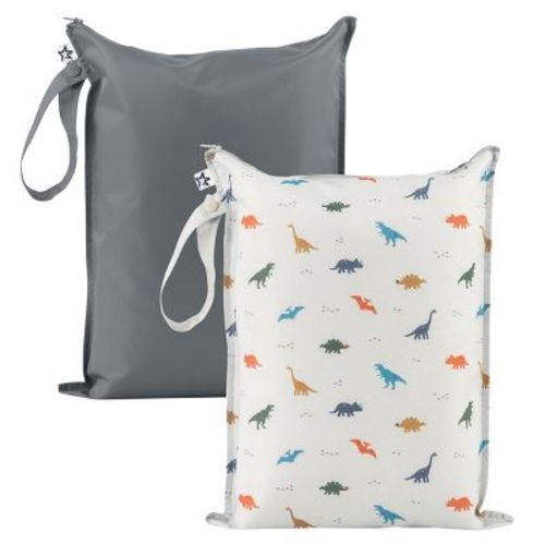 Tiny Twinkle Mess-Proof Waterproof Washable Baby/Toddler Wet Bags for Diapers, Swimsuits and Travel (Dinosaur)