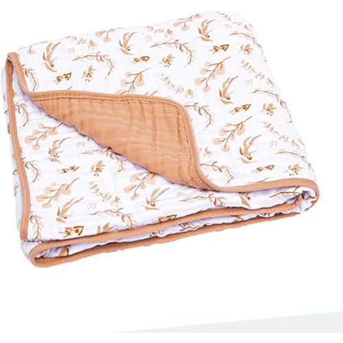 Parker Baby Muslin Blanket | 100% Soft Cotton Toddler Quilt & Baby Muslin Swaddle | Gender Neutral Design 47" x 47" Blanket