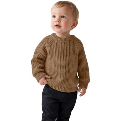 Toddler Boy Waffle Sweater Long Sleeve Shirts
