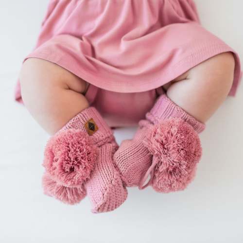 Knit Booties in Apple Blossom