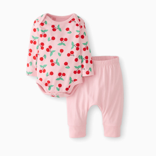 Hanna Andersson Baby Wiggle Set - Cherries On Light Pink, 3-6 M