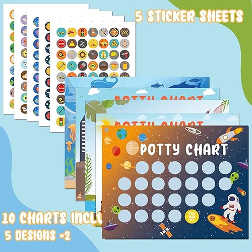 Potty Training Chart for Toddler 5 Fun Styles 17 PCS Potty Chart for Boys with 315 Stickers for Kids Potty Training Reward