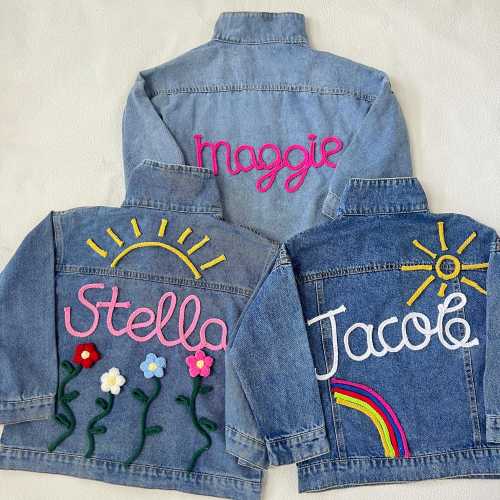 Personalized Kids Name Jean Jacket, Custom Girls Toddler Name Letter Jacket, Boys Jacket With Name, Birthday Gift For Kids