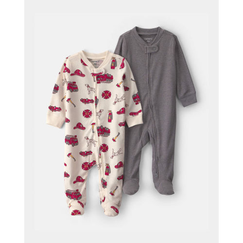 Baby Boy 2-Pack 2-Way Zip Solid Firetrucks Sleepers | Carter’s Oshkosh Canada