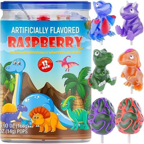 Dinosaur Lollipops 12pk- Dinosaur Candy For Dinosaur Party Favors