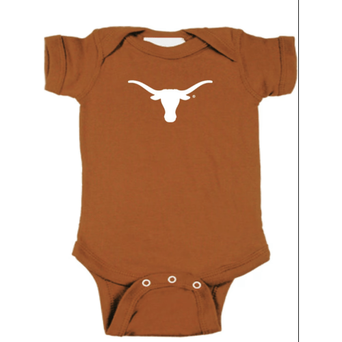 Texas Longhorns Baby Burnt Orange Bailey Primary Short Sleeve One Piece