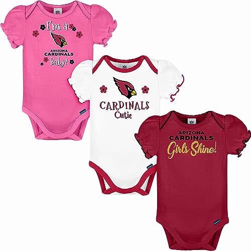Gerber NFL Baby Girls 3-Pack Short Sleeve Onesie Bodysuit
