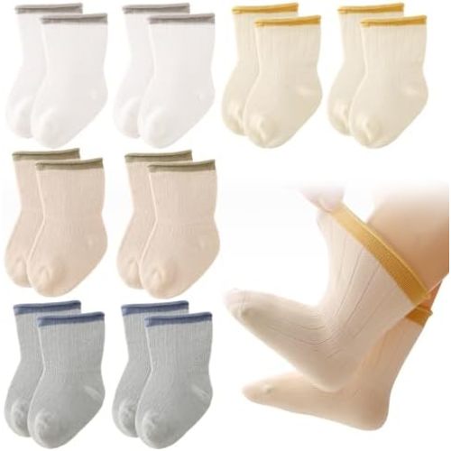 8 Pack Seamless Baby Socks 0-36M Toddler Newborn Breathable Soft Cotton