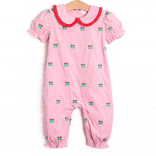 All Wrapped Up Embroidered Romper, Pink – Stitchy Fish