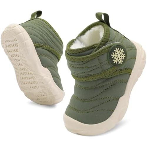 BARERUN Barefoot Baby Boys Girls Boots Warm Winter House Shoes for Toddler Girls Boys Waterproof Fleece Kids Snow Boots Faux Fur Infant Booties Walking Shoes for Indoor Outdoor