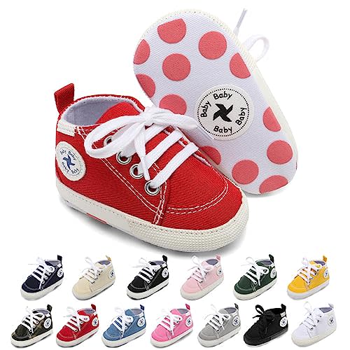 Baby Girls Boys Shoes Soft Anti-Slip Sole Newborn First Walkers High Top Canvas Denim Unisex Infant Sneaker