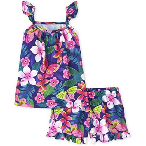 The Children's Place girls Sleeveless Tank Top and Short 2 Piece Pajama Set