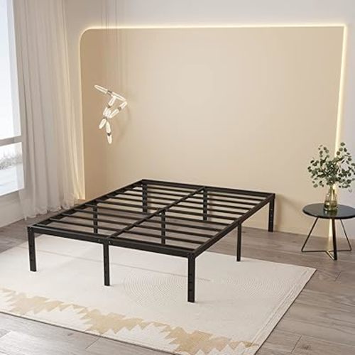 16 Inch King Bed Frame No Box Spring Needed, Heavy Duty King Platform Bed Frame Support Up to 3000 lbs, Easy Assembly, Noise Free, Black