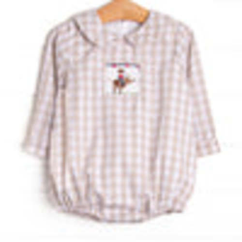 Rodeo Rider Smocked Long Sleeve Bubble, Tan – Stitchy Fish