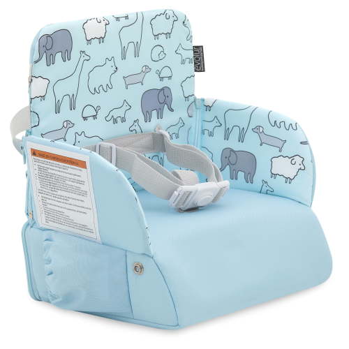 Evolur Snug Packsack 2-in-1 Portable Booster Seat and Travel Bag, Sky Blue