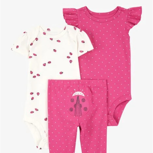 Baby Girl 3-Piece Ladybug Bodysuits & Pant Set - Pink | Carter's