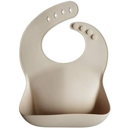 mushie Silicone Baby Bib | Adjustable Fit Waterproof Bibs (Shifting Sand)