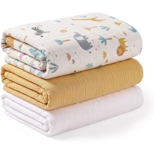 Muslin Swaddle Blankets for Newborns,100% Cotton 40x38 Inches Baby Swaddle Blanket, Soft Breathable Muslin Baby Blanket Pack of 3
