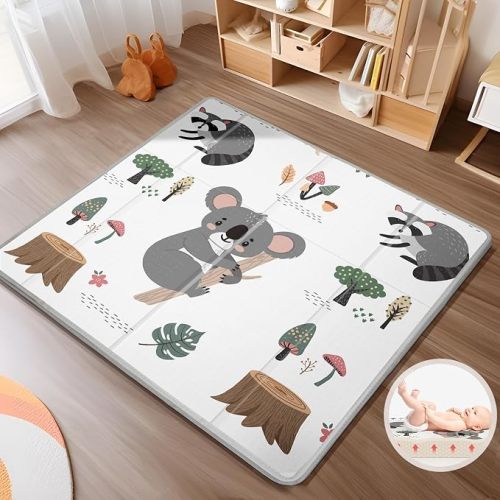 Foldable Baby Play Mat for Floor, Baby Floor Mat for Crawling, Reversible Waterproof & Non-Toxic Baby Foam Playmat, Baby Play Mat for Babies, Infants & Toddlers 6-12 Months