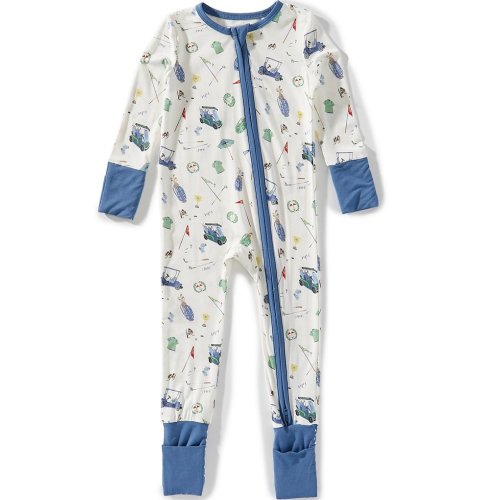 Angel Dear Baby Boys Long Sleeve Golf Things 2-Way Zipper Romper