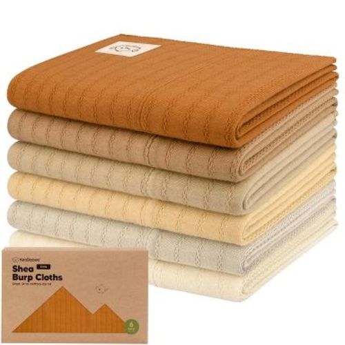 6pk Shea Baby Burp Cloths, Organic Cotton Burping Cloths for Babies, Boys, Girls, Soft & Absorbent Spit Up Rag (Terracotta)